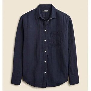 J. Crew Garçon Classic Shirt in Cotton-Linen Blend Gauze in Navy Blue 2
